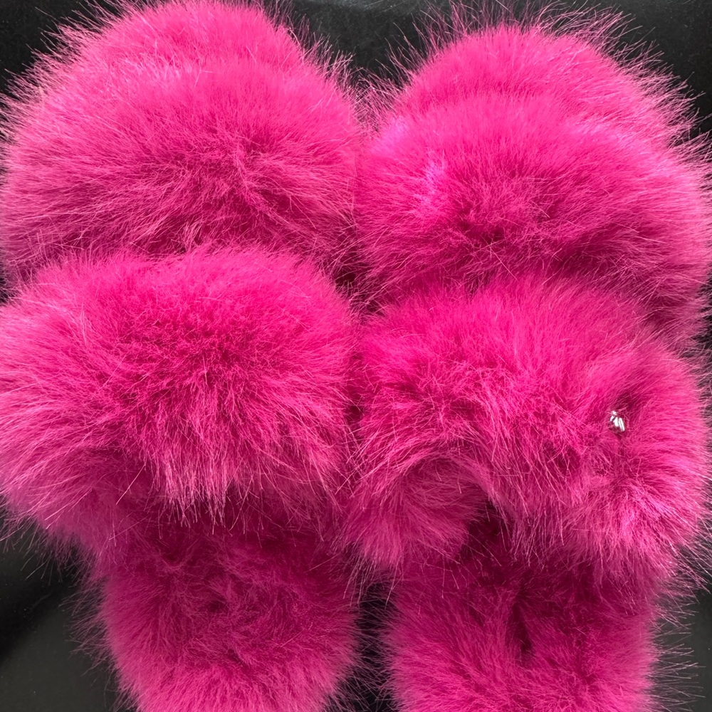 Pink Fluffy Michael Kors Slippers